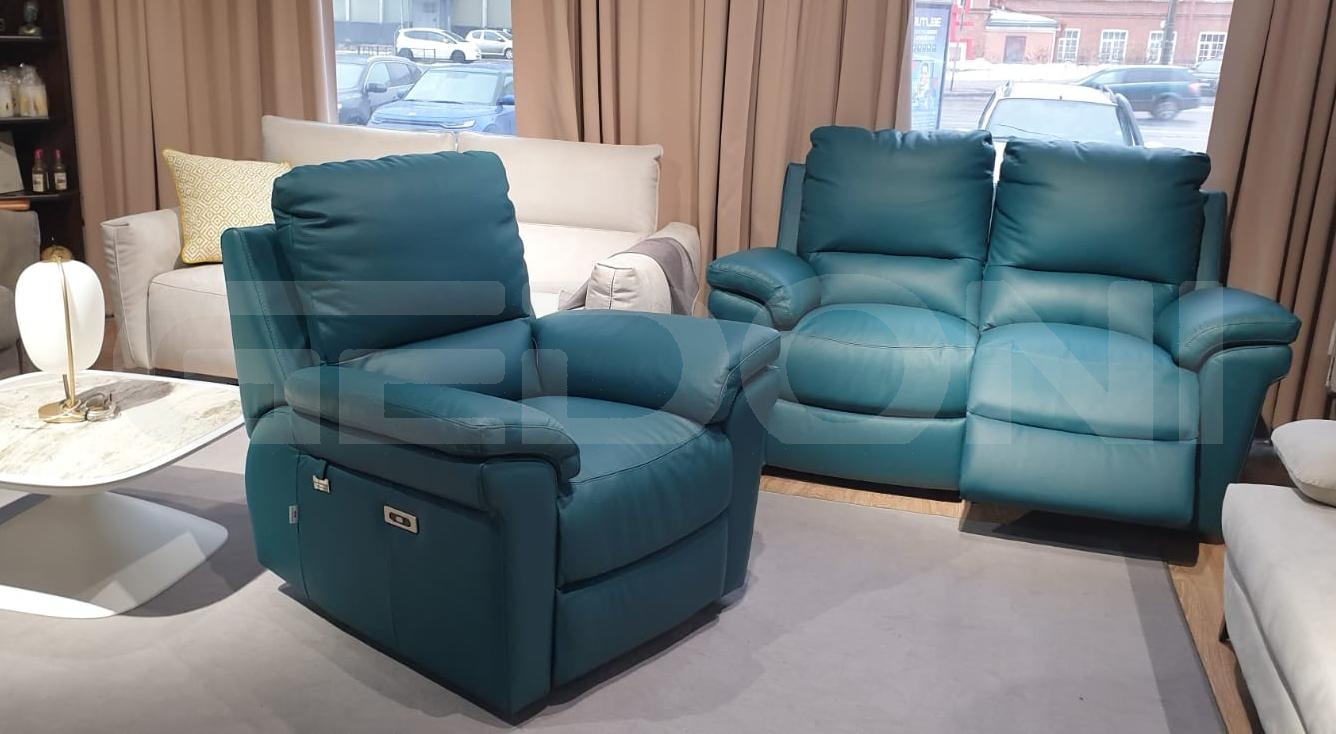  Комплект диван + кресло натуральная кожа с электрореклайнерами Douglas_4