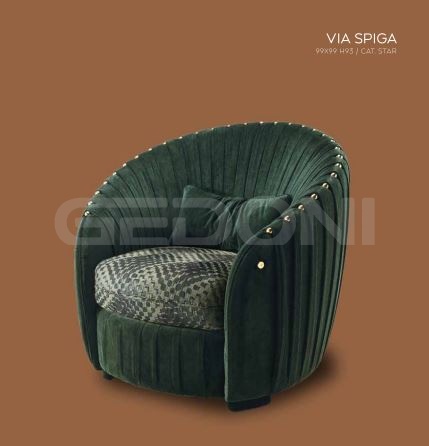 Акцентный диван и кресло с латунными пуговицами Via Spiga_3