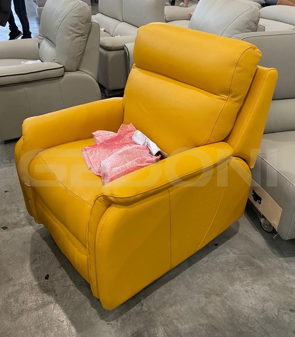 Жёлтое Кресло с электрореклайнером Fox ,натуральная кожа_1