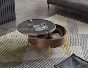 Круглый журнальный стол, шпон ореха